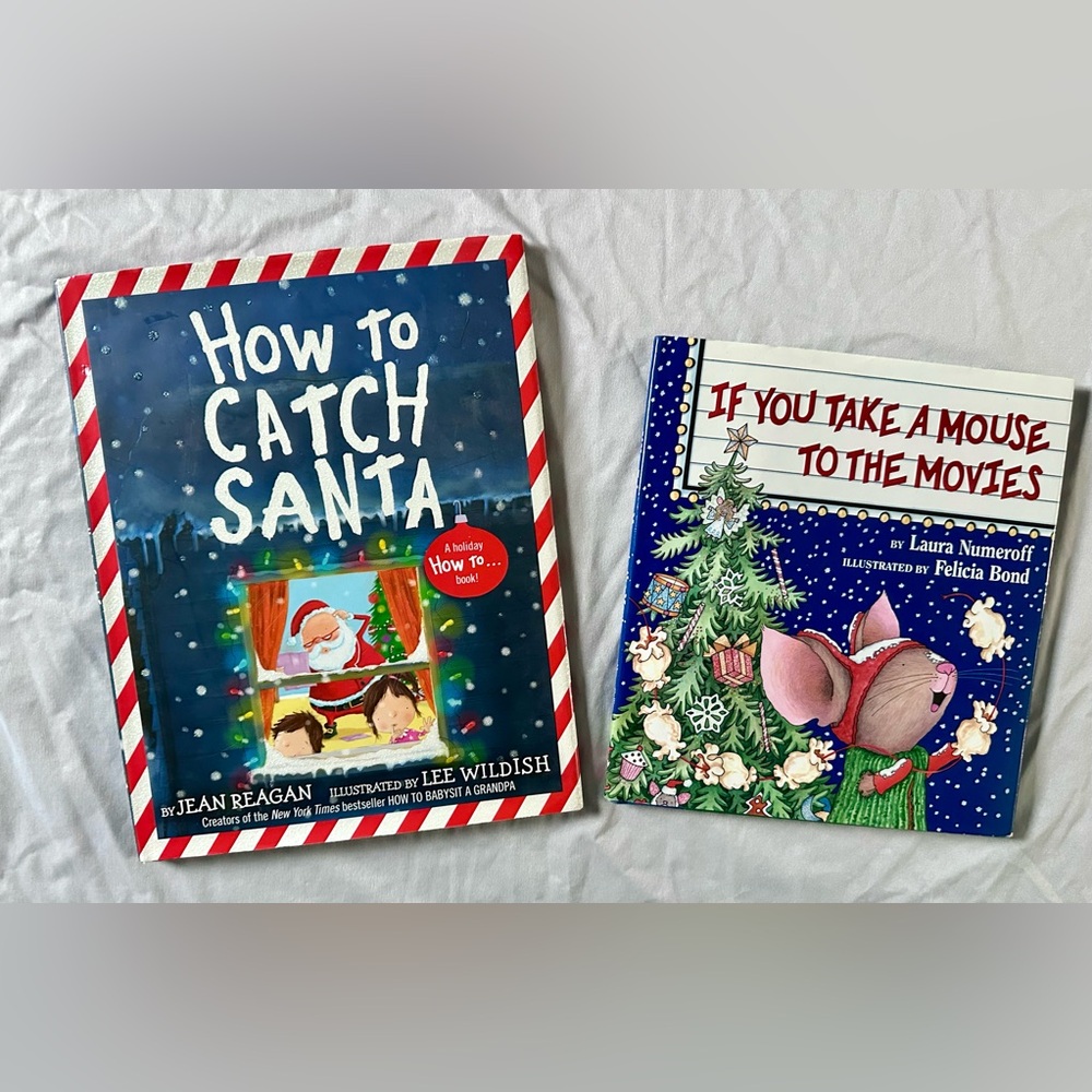 Bundle of 2 Hardcover Children’s Christmas Books – Holiday Santa Mouse
